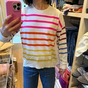 Sundry Colorful Rainbow Striped Lightweight Sweater